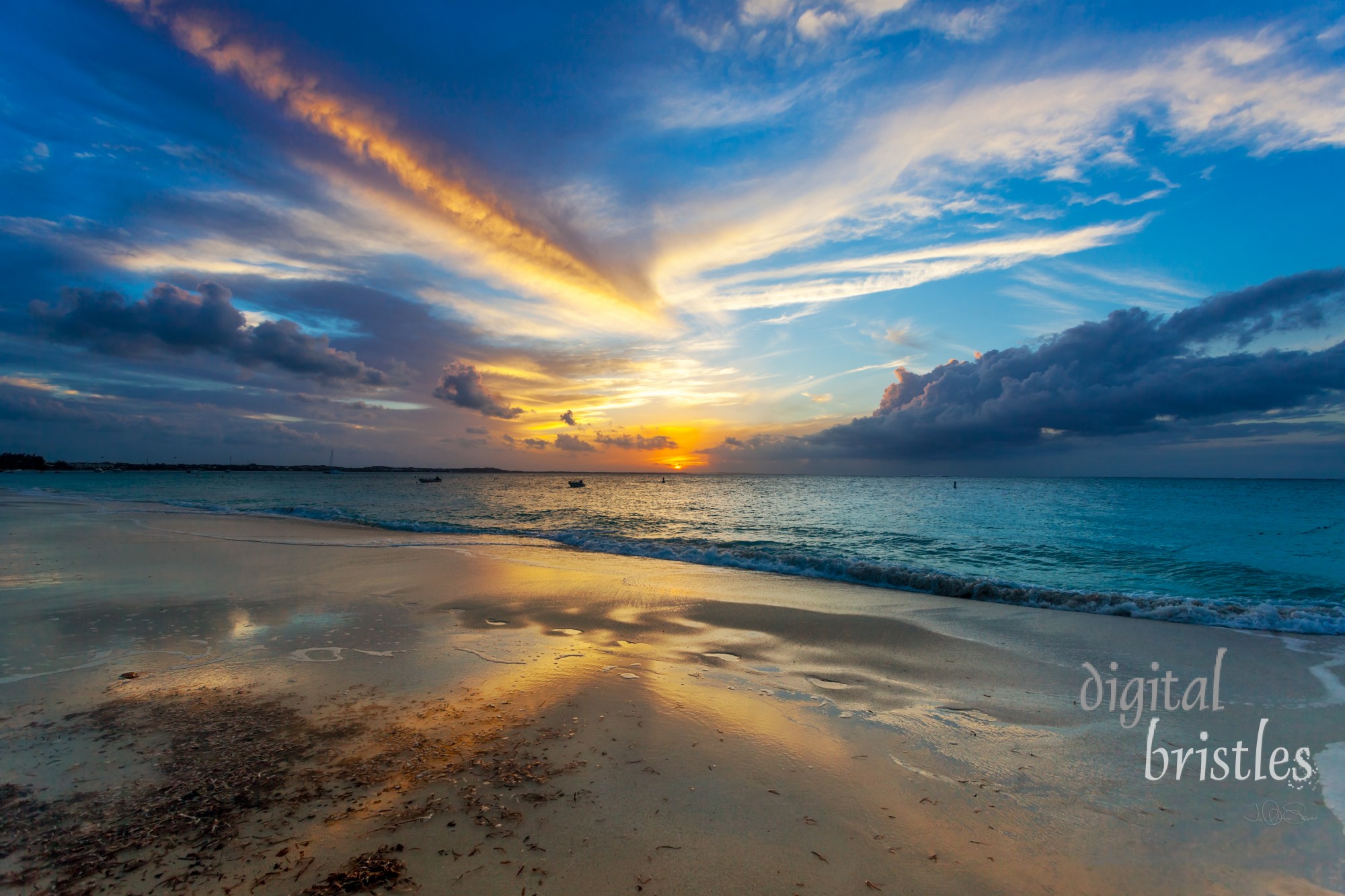 Sunset clouds over Grace Bay Beach (by Park on Princess Drive), Providenciales, Turks and Caicos Islands