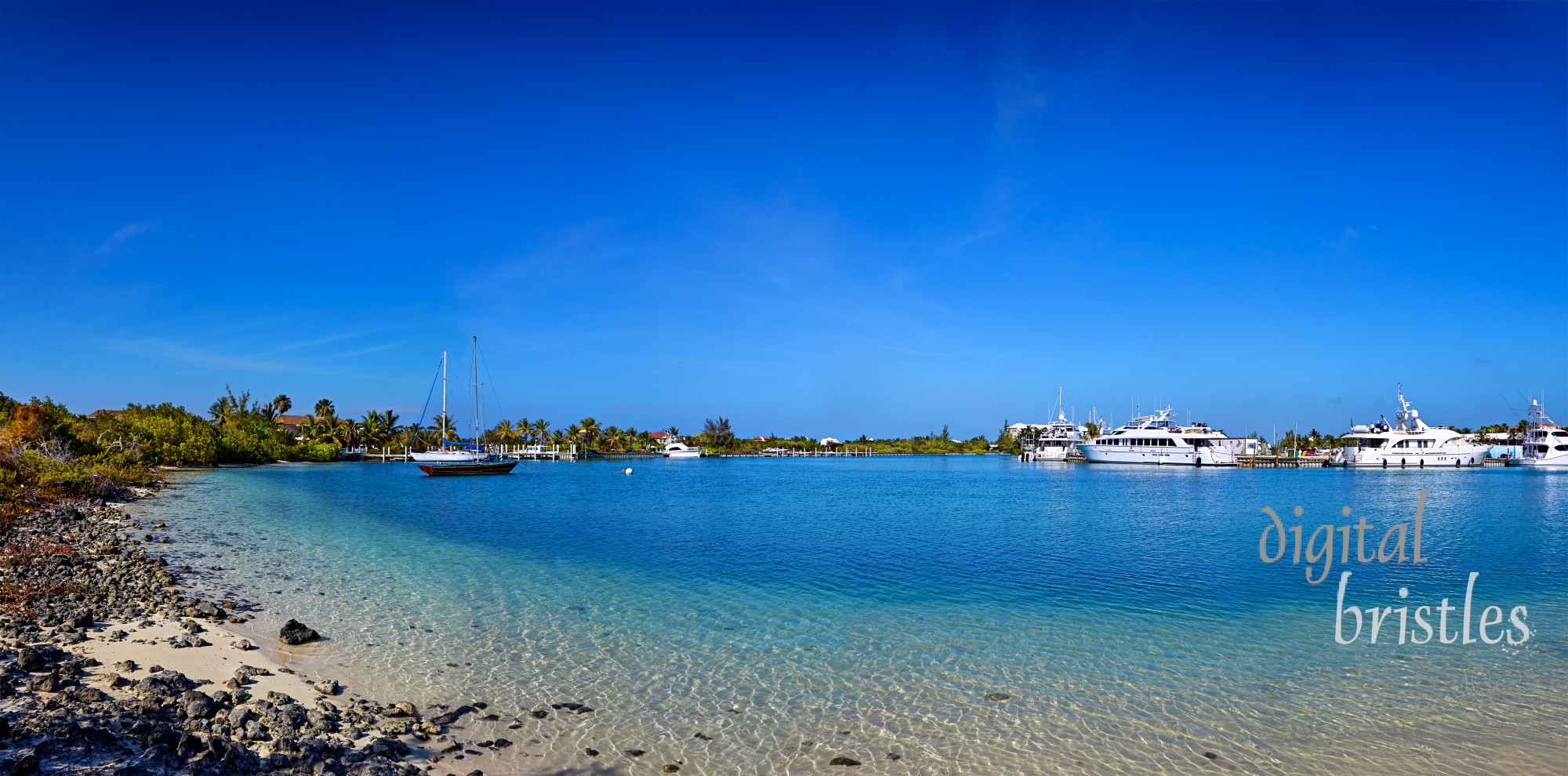 Protected and calm waters of Turtle Cove Marina, Providenciales, Turks and Caicos Islands